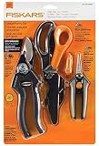 FISKARS 3-Piece Pruning Set - Pruner - Floral Snips - Multi-purpose Garden Scissors with bonus Sheath
