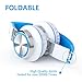 Sound Intone HD200 Headphones with Microphone Lightweight Folding Stereo Earphones for iPhone,PC,Laptop, Android Smartphones,Tablet (White/Blue)
