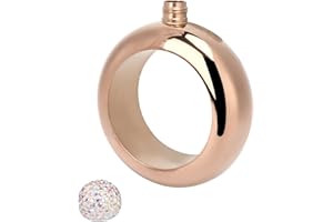 Jerliflyer Bangle Flask, 3.5oz Flask Bracelets for Women Stainless Steel Innovative O Shape Hip Wrist Crystal Lid Bracelet Ju