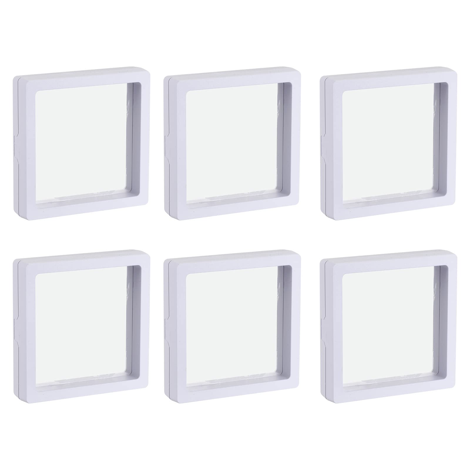 Photo 1 of MECCANIXITY Floating Frame Display Holder Stand 3D Jewelry Display Box 2.76 x 2.76 x 0.79 inch White for Ring Necklace Bracelet Earring Pack of 20