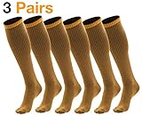Men's Brown Copper Compression Pressure Dress Socks, 3 Pack, One Size Fits All (Brown)