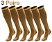 Men's Brown Copper Compression Pressure Dress Socks, 3 Pack, One Size Fits All (Brown)