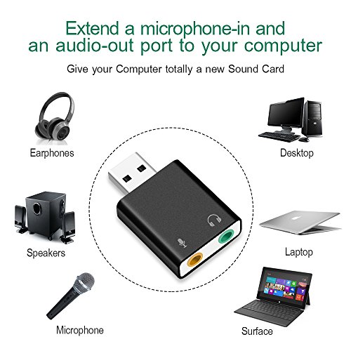 image for Auswaur Aluminum USB External Stereo Sound Adapter, USB Audio Adapter 