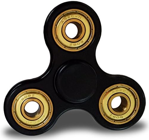 Fidget Spinner PREMIUM - Golden Bearings - Hand Spinner, Ultra Durable, High Speed, Prime Quality, Stress Reducer - Hybrid Ceramic Bearings – Time Killing, Anti-Anxiety, Smooth Surface (Black/Gold)