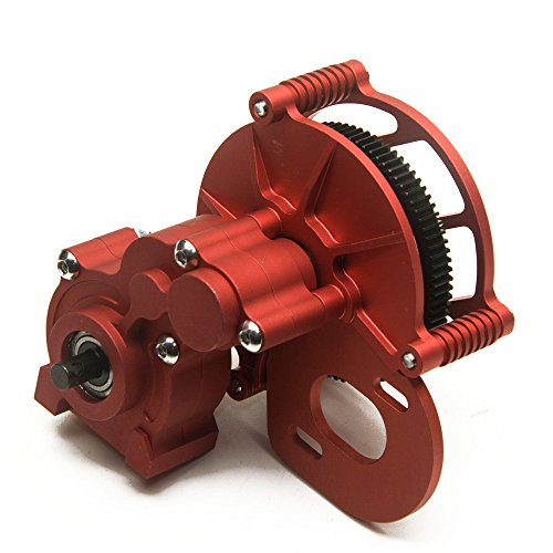 MOHERO Aluminum Center Transmission Case/Gearbox with Straight Gear for 1/10 Axial SCX10 RC Model Crawler Car (Red)