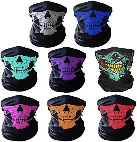 Skull Mask Seamless Skull Face Tube Dust-Proof Windproof Motorcycle Half Face Mask (8pcs)