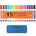 Shuttle Art Dry Erase Markers with Eraser, 15 Colors White Board Markers and Eraser, Low-Odor, Chisel Tip Usable on Whiteboard Surface for School Office Home