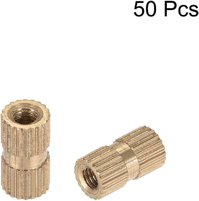 uxcell Knurled Insert Nuts, M3 x 10mm(L) x 5mm(OD) Female Thread Brass Embedment Assortment Kit, 50 Pcs, M3 x 10mm(L) x 5mm(OD),50 Pcs - Image 4