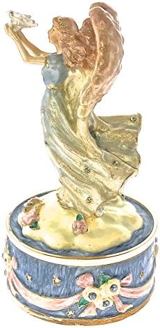 Angel Music Box Trinket Swarovski Crystals Enameled Religious Peace Serenity