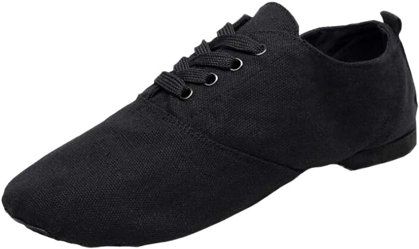 Womens Lace-up Jazz Shoes Canvas Oxford Ballroom Dance Flat Ankle Boots