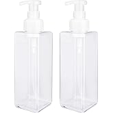 UUJOLY Foaming Soap Dispenser 1L (33.8oz) Refillable Plastic Pump Bottle for Liquid Soap, Shampoo, Body Wash (2 Pcs) (Clear)