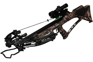 Xpedition Archery Trophy 410X Crossbow with Crank Cocking Device, Compound Crossbow Package, Illuminated 4X32 Scope, 6 20" Bolts, 410 Feet Per Second