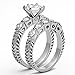 Marimor Jewelry His and Her Stainless Steel 3.10 Carat Cubic Zirconia Bridal Set and Men's Titanium Wedding Band