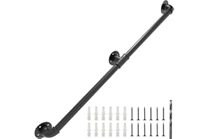 PNBO Wall Handrail 7FT/210CM,Industrial Staircase Railing 1.25 Inch Tube Diameter, Galvanized Pipe Handrail,Handrails for Indoor Stairs with Wall Mount Support,for Wall Mounted Stairway Handrail