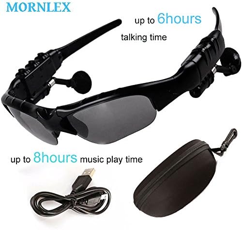 Sunglasses Earphone Wireless Handsfree Headphone Stereo Bluetooth 4.1 Headset With Microphone For Smart Device Mornlex(Black)