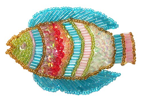ID 8963 Striped Tropical Fish Patch Aquarium Ocean Sea Beaded Iron On Applique