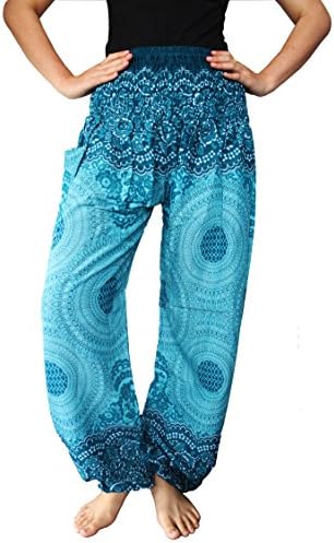 Boho Pants Hippie Clothes Aladdin Pants Baggy Pants Gypsy Women Harem Pants (Blue1)