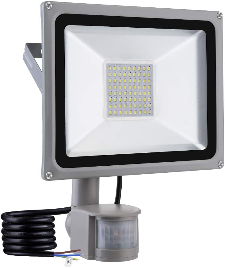 Induction LED Flood Light,10W 20W 30W 50W 100W LED Motion Sensor Flood Lights,Outdoor Intelligent Light,Waterproof IP65,Super Bright PIR Security Lights,for Garden,Yard,Road,Square (Cold White, 50W)