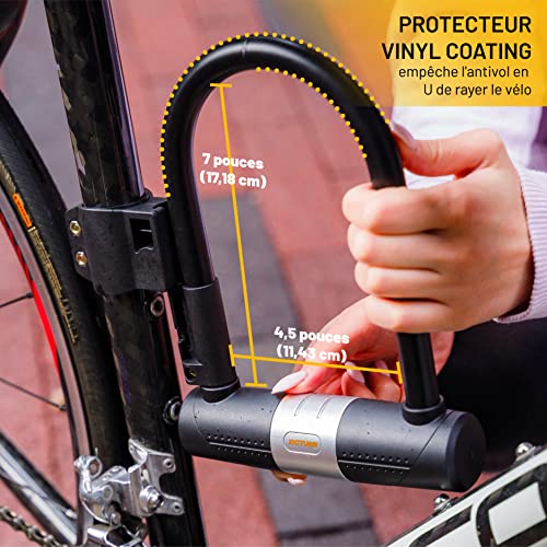 SIGTUNA Bicycle Lock with 1.2 m Cable, 16 mm Heavy Duty Bicycle Lock and Bracket, 3 Keys High Security for Road Bike, Folding Bike, Motorcycle (Yellow)