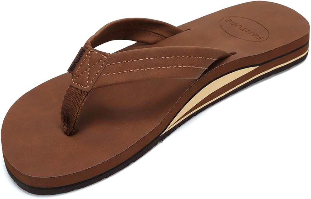 FANTURE Mens Sandals Arch Support Flip Flops