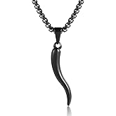 Rnivida Stainless Steel Italian Horn Cornicello Amulet Pendant Necklace Talisman Jewelry Gifts