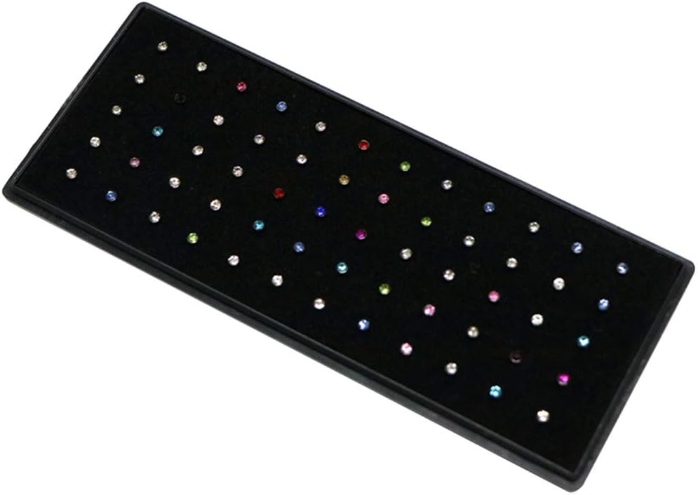 LANGMAN 60pcs Stainless Steel Nose Studs Rings Piercing Pin Body Jewelry 1.8 mm/0.07 inch