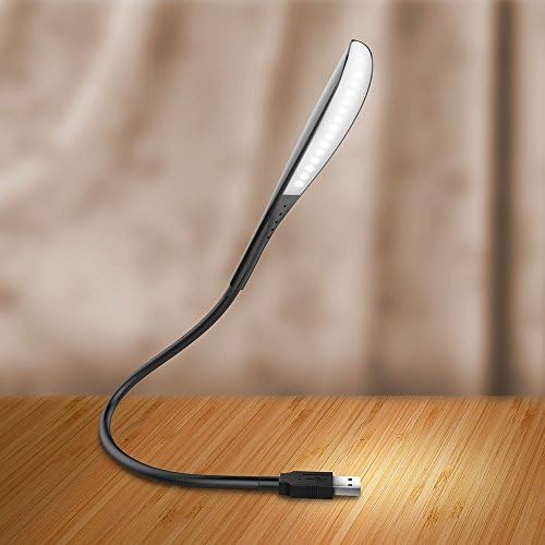 Walkas USB LED Light Eye Care USB Table Lamp-14 Super Bright LED Reading Lamp Touch Sensor Kids Learning Lamp,5V/500mA USB Port Light with Adjustable Gooseneck for Reading, Studying, Working (Black)