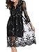 BerryGo Women's Sexy Deep V Neck Long Sleeve Floral Sequin Party Dress