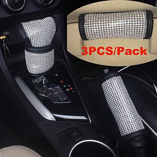 eing Crystal Gear Shift Knob Cover & Handbrake Cover & Door Handle Cover- Rhinestone Leather Handcraft 3pcs/Set Bling Bling Diamond Car Accessories for Women Universal Fit,Pure White: Home Improvement