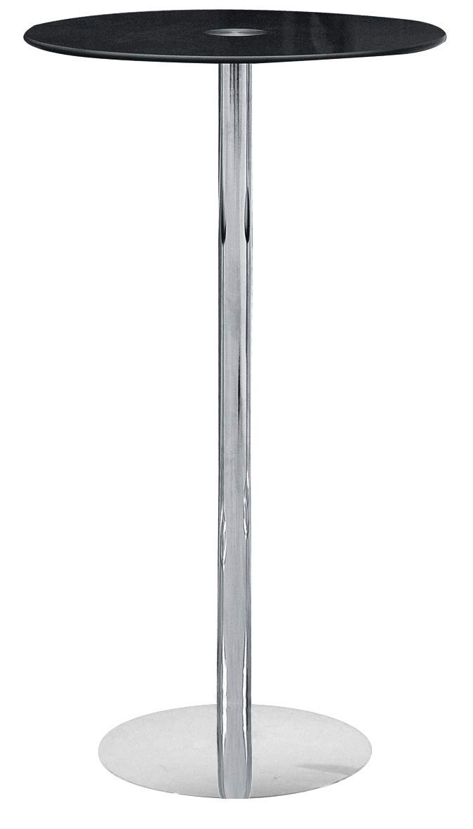 Premier Housewares Bar Table with Black Tempered Glass Top and Chrome Stand, 107 x 60 x 60 cm