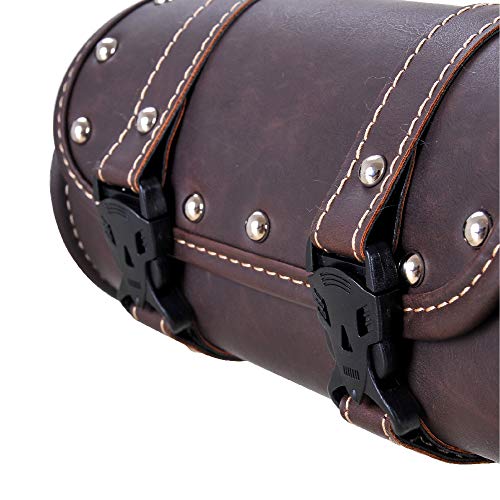 Mini Motorcycle Bag Waterproof SaddleBag, Brown Motorcycle Fork Bag with Eco-Friendly Materials