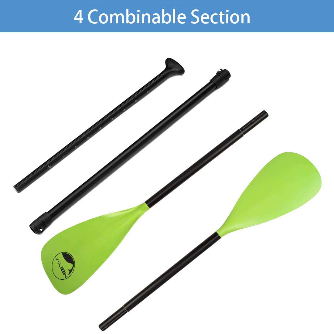 YVLEEN Alloy SUP Paddle - Adjustable Stand Up Paddle Board Paddle - 3-Piece or 4-Piece Floating Kayak Paddle