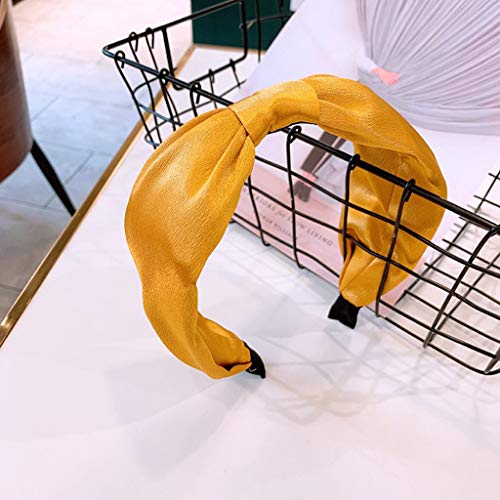 Headbands for Women Vintage Solid Colors Print Stain Hairband Head Wrap Hair Band Accessories Yellow