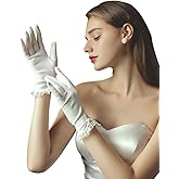 QRBTSCL Women's Short Satin Gloves Wrist Length Dress Gloves for Wedding Opera Party 1920s Stretchy Glove