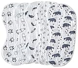 Muslin Burp Cloths Baby Burping Bibs 100% Natural Cotton 5-Pack Large 6 Layers Thick Soft Absorbent Cloth Spit Up Dribble Towels Rags for Newborns Baby Boy or Girl Unisex by ShoppeWatch BB28
