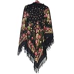 Pavlovoposadskiy Platok Women's Russian Wool Shawl With Wool Fringes Pavlovoposadskiy Platok Women's Russian Wool Shawl With Wool Fringes