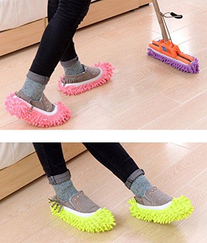 image for handrong Mop Slippers Shoes Cover, Soft Washable Reusable Microfiber F