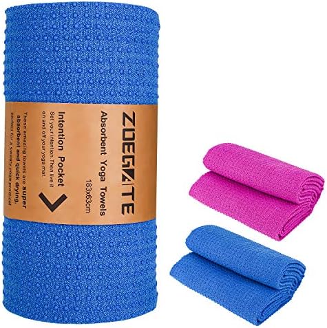Zoegate Non Slip Yoga Towel (185cmx64cm) Extra Thick Hot Yoga Towel Hand Towel Microfiber and Silicone Coating Layer Super Absorbent and Quick Dry Perfect for Hot Yoga, Bikram and Pilates towel