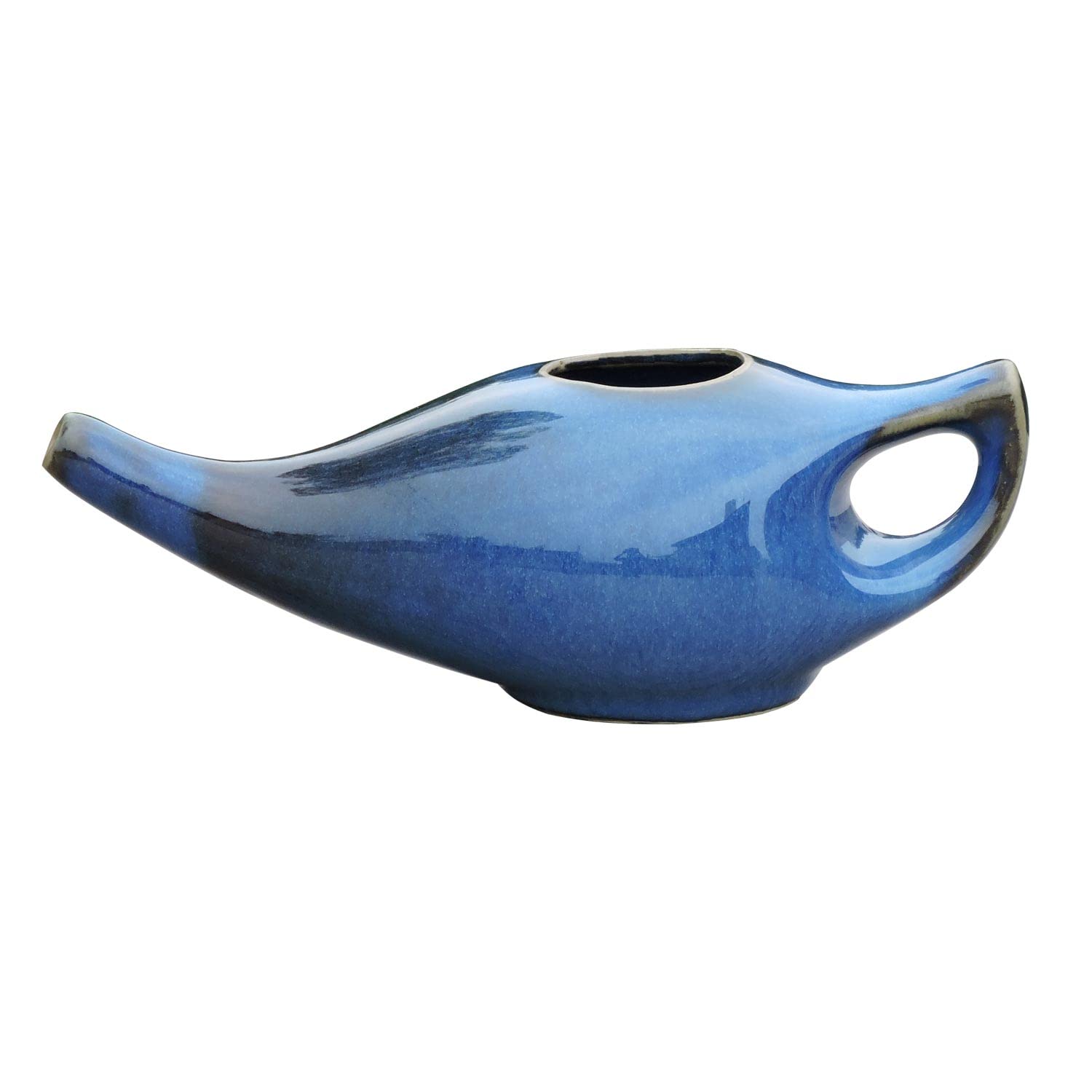 Ancient Impex Porcelain Ceramic Neti Pot with 5 Sachets of Neti Salt | Natural Sinus & Allergy Relief | Ayurvedic Nasal Cleansing Pot for Daily Nasal Wash – Elegant Blue Gradient Design