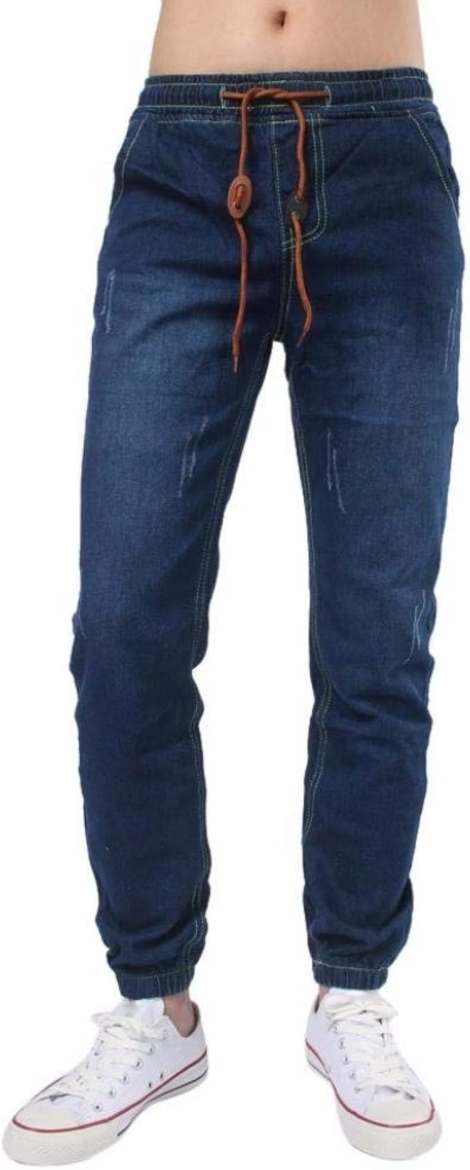 mens denim drawstring jeans
