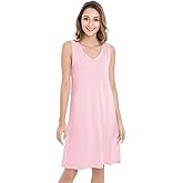 WiWi Nightgown for Women Super Soft Sleeveless Sleepwear Cool V-neck Sleep Shirts Bamboo Viscose Pj Gown S-4X