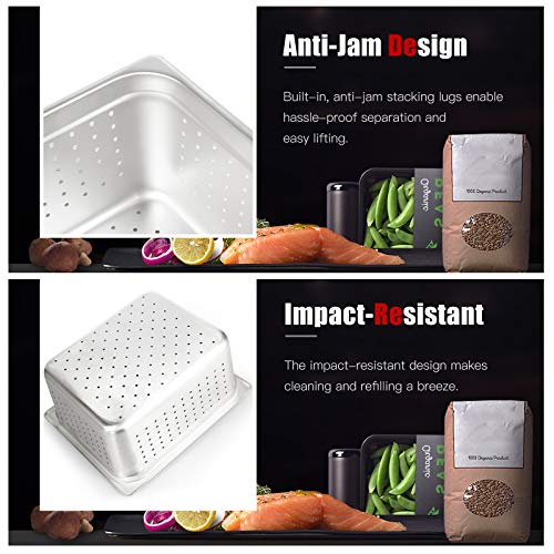 Steam Table Pan Half Size Perforated 6" Deep, Stainless Steel Hotel Pan ATOSA A2126 6 Pieces Set Buffet Food Pans Pack of 6 - Thumbnail 3