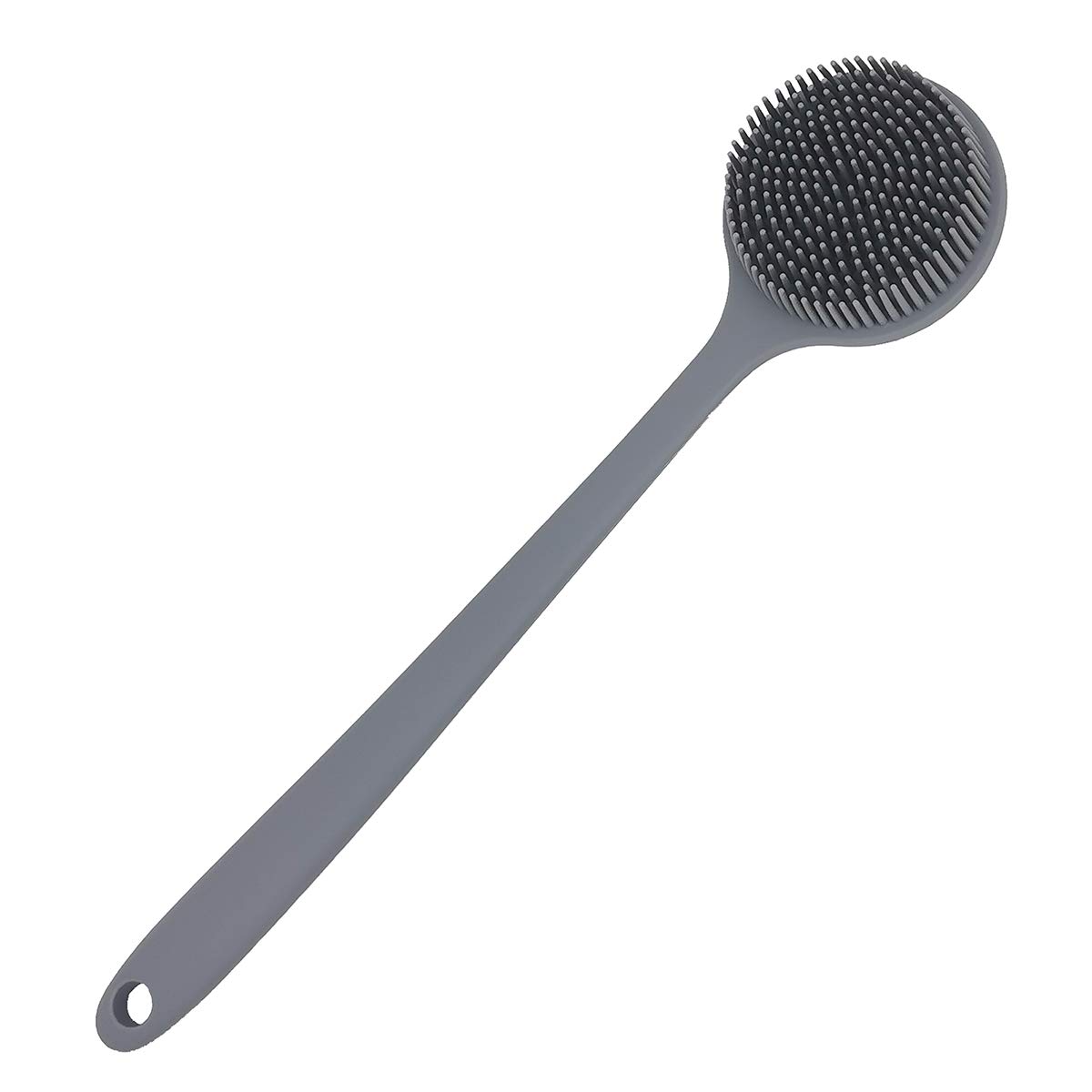 DNC Soft Silicone Back Scrubber Shower Bath Body Brush with Long Handle, BPA-Free, Hypoallergenic, Eco-Friendly (Gray) : Beauty
