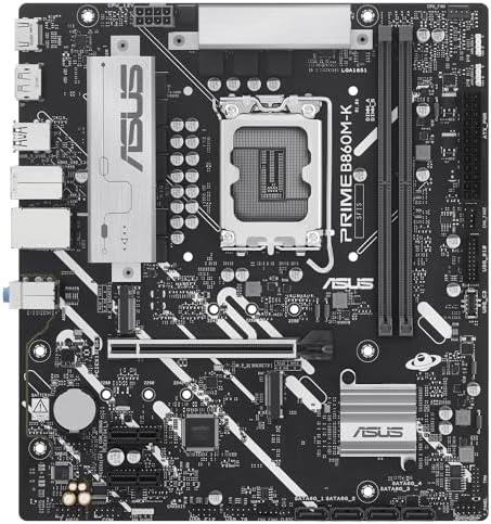 Prime B860M-K, Placa Base Intel mATX, 6+1+1+1 etapas de alimentación DrMOS, DDR5, PCIe 4.0, 2 Ranuras M.2, Realtek 2.5Gb Ethernet, DisplayPort, HDMI,USB 10Gbps, USB Tipo-C 5Gbps Frontal