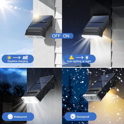 Giliwosy Outdoor Solar Lamp, 90° Adjustable Outdoor LED Floodlight with Motion Sensor and Night Light, IP65 Waterproof Solar Light for Garden, Wall, Garage Decoration (2 Pieces)