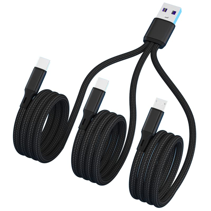 GIMIRO Multi-use 3 in 1 Type C Charging USB Cables Fast Charge Data Transfer [ 120CM ] Each Branch Charge Cable - Best for Office Game Travel Car Home[MCC]