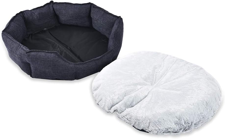 Basics Cuddler Pet Bed For Cats or Dogs - Soft and Comforting - Medium, Grey : Pet Supplies