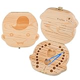Austor Baby Teeth Box Wooden Tooth Album Keepsake Souvenir Box Organizer for Boy