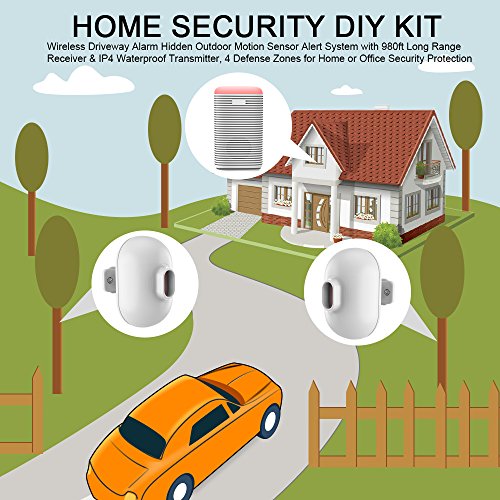 ERAY Driveway Alarm Wireless DW9, Weatherproof Outdoor Motion Sensor Detector DIY Yard Garage Gate Pool Security Alert System Kit