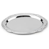 NQEUEPN Vintage Silver Serving Trays, Oval Decorative Dinner Plates | 21.5x15.2cm/8.46x5.98in Stainless Steel Mirror Polished Decorative Trays Oval Serving Tray for Cuisines Snack Candy Perfume